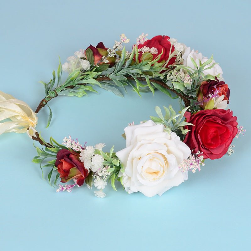 Flower garland headwear Hawaiian flower girl beautiful super fairy bride rose ring accessory - Luzilly Bridal & Apparel