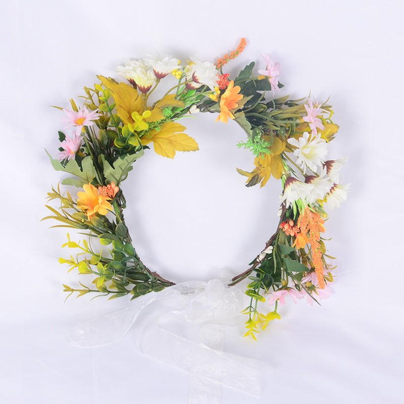 Flower garland scenic spot birthday wedding best friend bridesmaid headband small chrysanthemum flower wreath headwear - Luzilly Bridal & Apparel