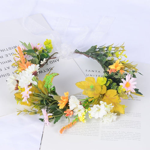Flower garland scenic spot birthday wedding best friend bridesmaid headband small chrysanthemum flower wreath headwear - Luzilly Bridal & Apparel