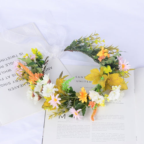 Flower garland scenic spot birthday wedding best friend bridesmaid headband small chrysanthemum flower wreath headwear - Luzilly Bridal & Apparel