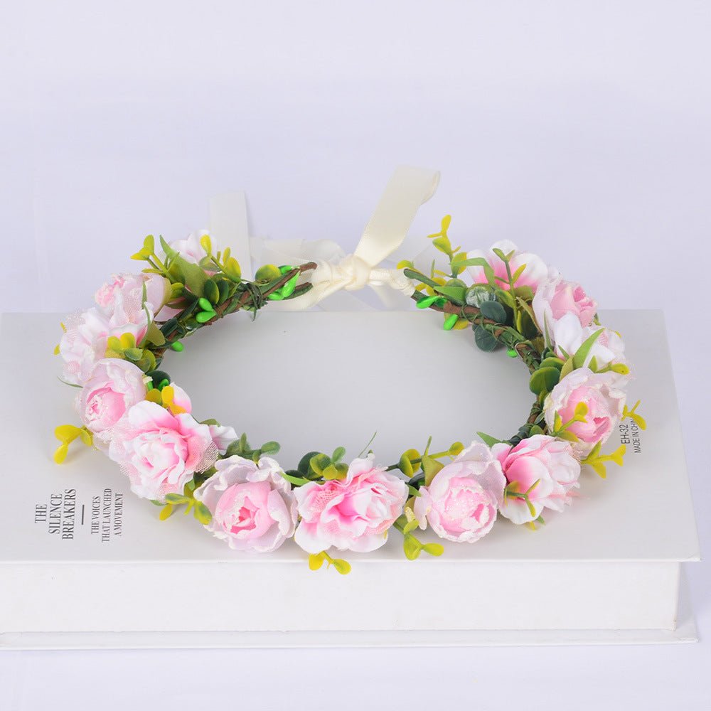 Flower garland super fairy bridal headpiece handmade simulation flower fairy headpiece wedding photography hair accessory - Luzilly Bridal & Apparel