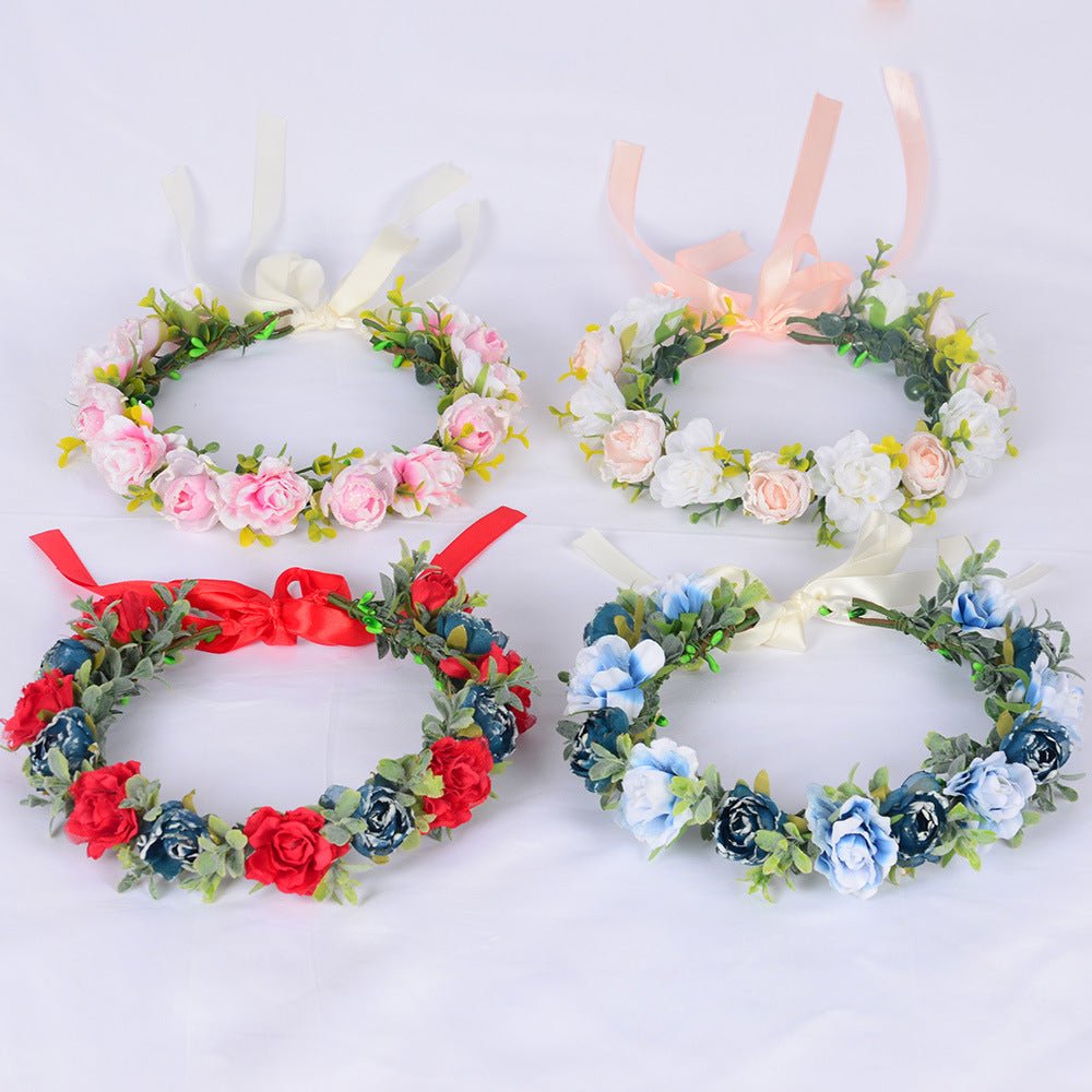 Flower garland super fairy bridal headpiece handmade simulation flower fairy headpiece wedding photography hair accessory - Luzilly Bridal & Apparel