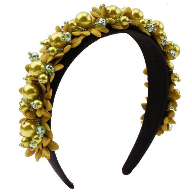Flower Pearl Headbands Crystal Beads Embellishment Wide Hairbands Women Wedding Party Crown Tiara Gorgeous Hair Accessories For Women - Luzilly Bridal & Apparel