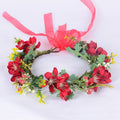 Flower Wreath Simulation Flower Leaves Hair Strap Photography Retro Hanfu Bridal Girl Flower Wreath Headwear - Luzilly Bridal & Apparel
