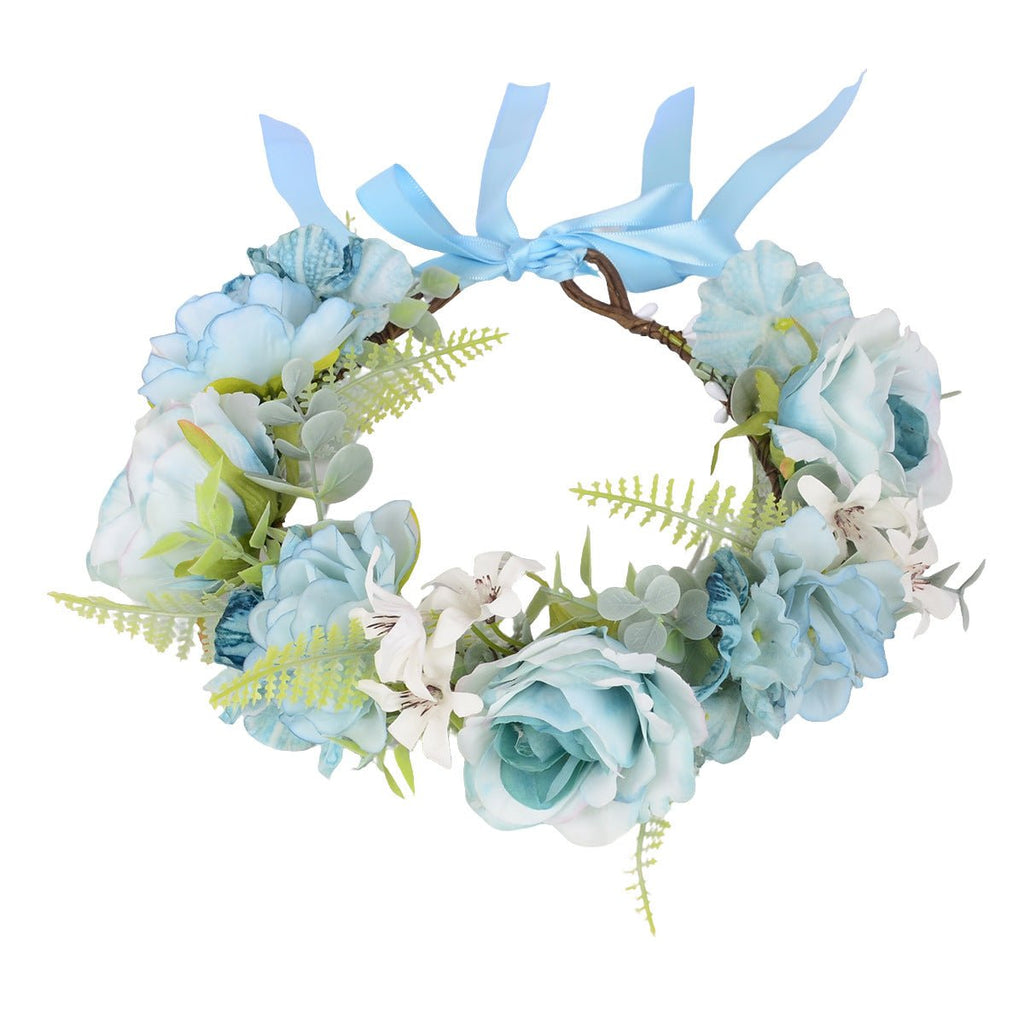 Flower Wreath Simulation Flower Leaves Hair Strap Photography Retro Hanfu Bridal Girl Flower Wreath Headwear - Luzilly Bridal & Apparel