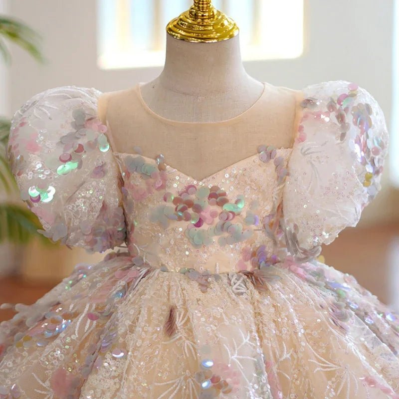 Fluffy Lace Ball Gown Girls Party Dress - Luzilly Bridal & Apparel