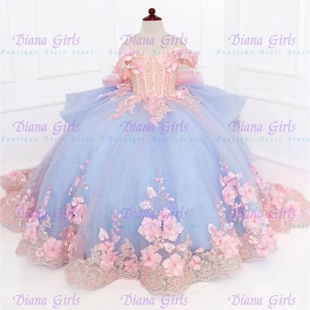 Fluffy Tulle Appliqué Flower Girl Dress - Luzilly Bridal & Apparel