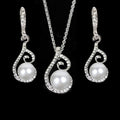 Foreign Bride Rhinestone Diamond Pearl Drop Two Necklace Jewelry Set Europe Party Dress Earrings Jewelry - Luzilly Bridal & Apparel