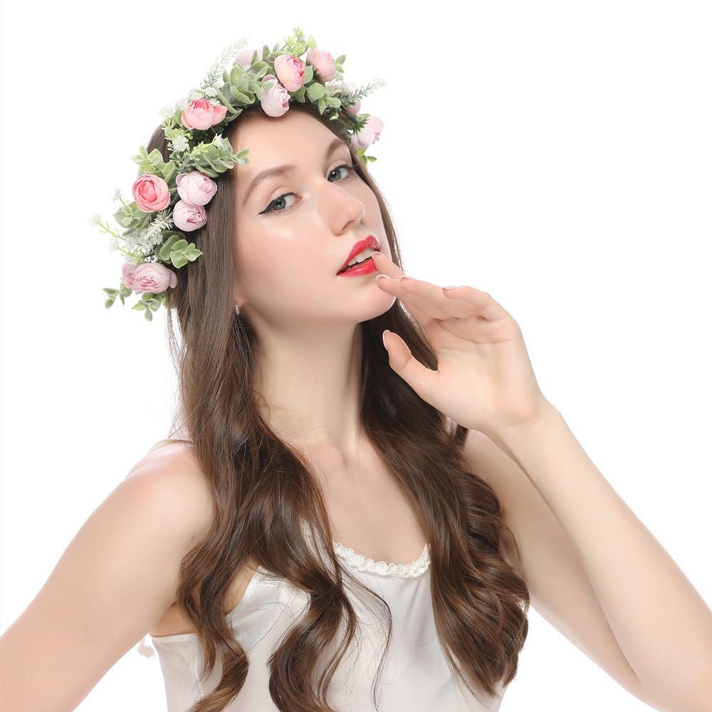 Forest style bride and bridesmaid flower wreath headband seaside vacation wreath headband - Luzilly Bridal & Apparel