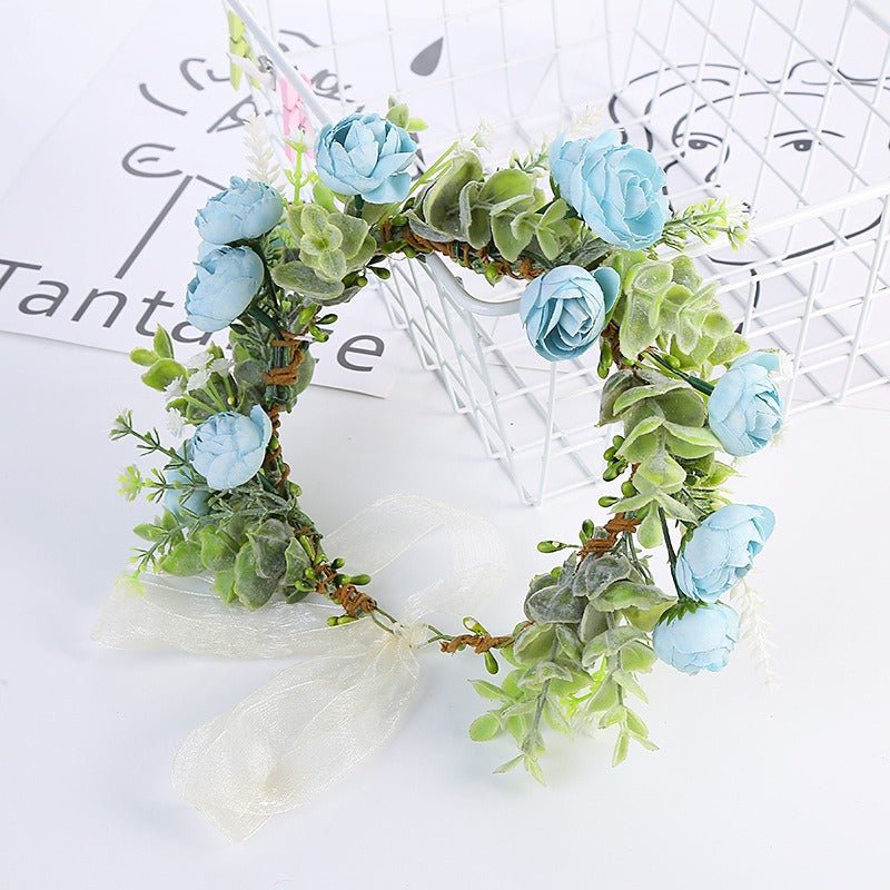 Forest style bride and bridesmaid flower wreath headband seaside vacation wreath headband - Luzilly Bridal & Apparel