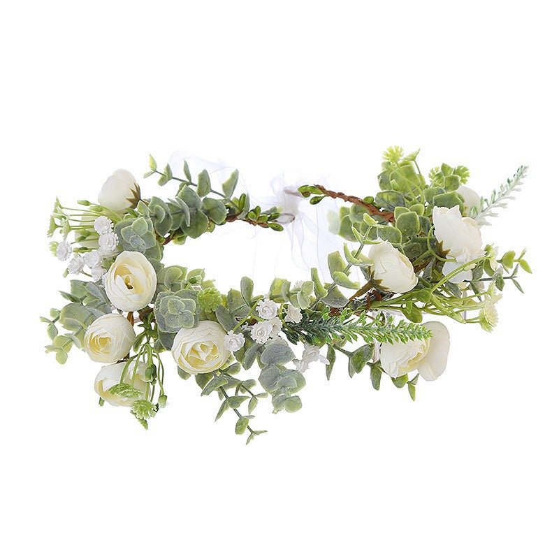 Forest style bride and bridesmaid flower wreath headband seaside vacation wreath headband - Luzilly Bridal & Apparel