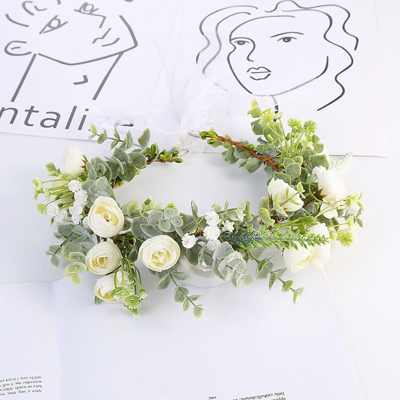 Forest style bride and bridesmaid flower wreath headband seaside vacation wreath headband - Luzilly Bridal & Apparel