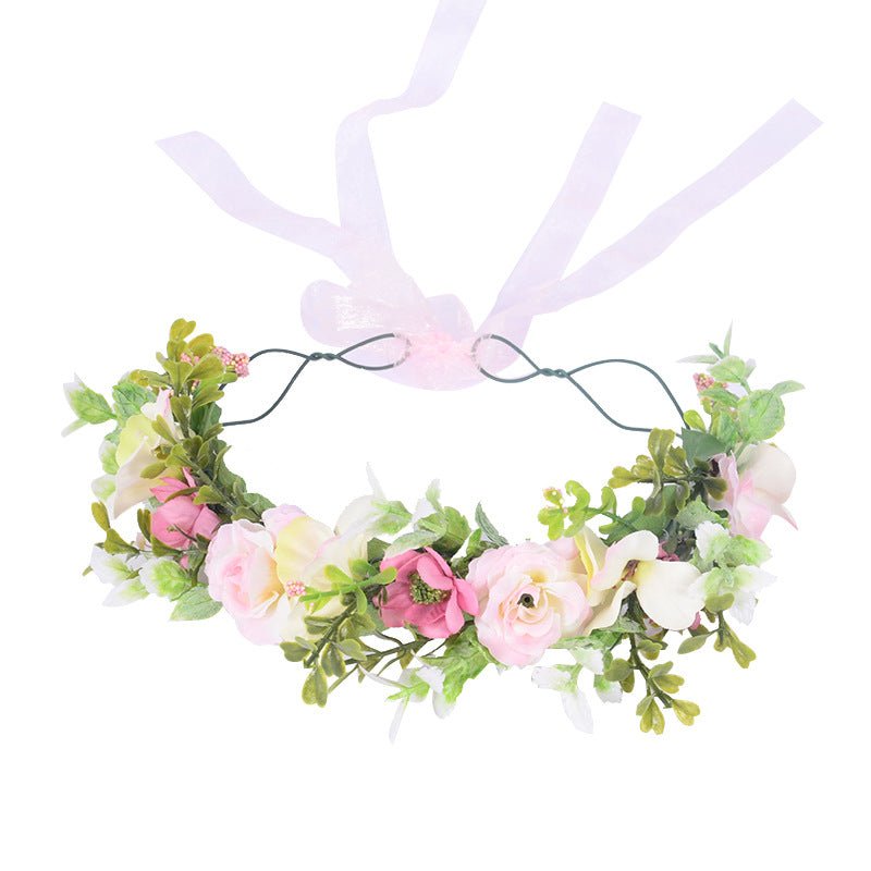 Forest Women's Flower Wreath Simulation Flower Vine Hair Hoop Head Ring Wedding Hair Accessories Seaside Vacation Headflower - Luzilly Bridal & Apparel