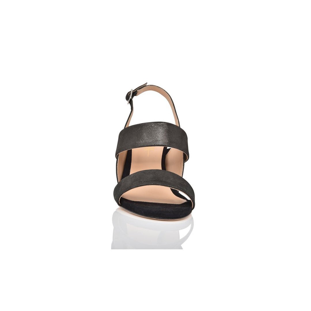 Fortune Slingback Sandal in Black Shimmer Suede - Luzilly Bridal & Apparel