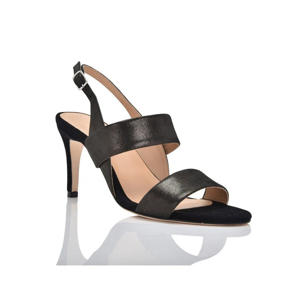 Fortune Slingback Sandal in Black Shimmer Suede - Luzilly Bridal & Apparel