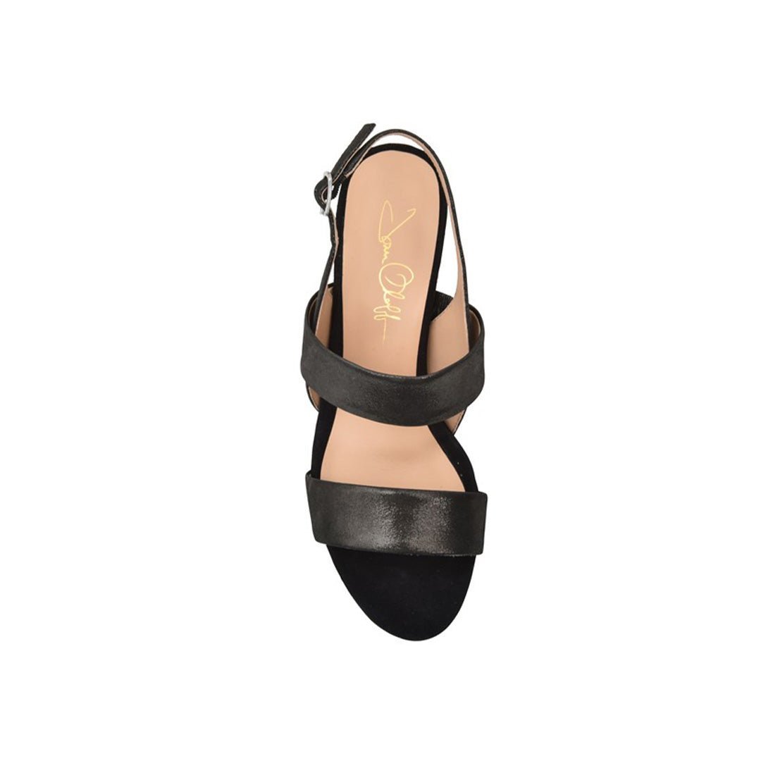 Fortune Slingback Sandal in Black Shimmer Suede - Luzilly Bridal & Apparel