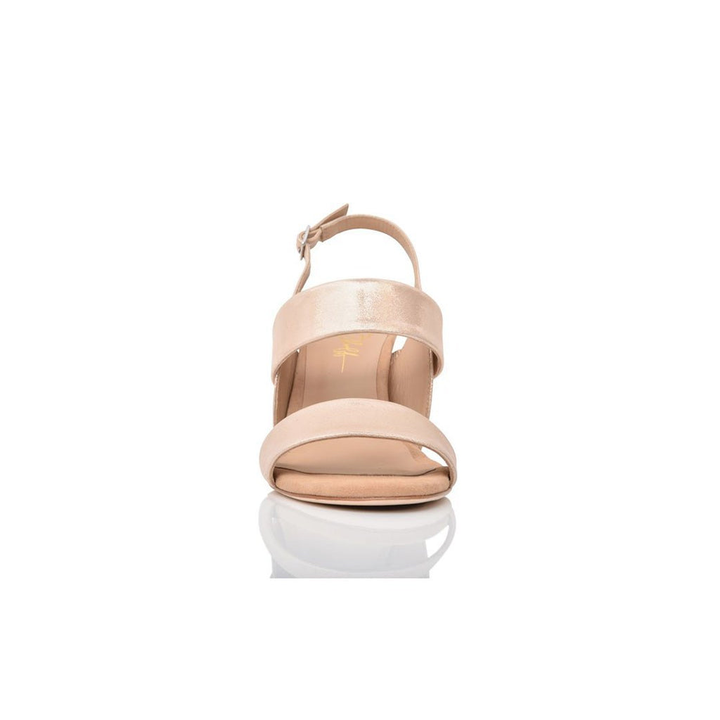 Fortune Slingback Sandal in Fawn Shimmer Suede - Luzilly Bridal & Apparel