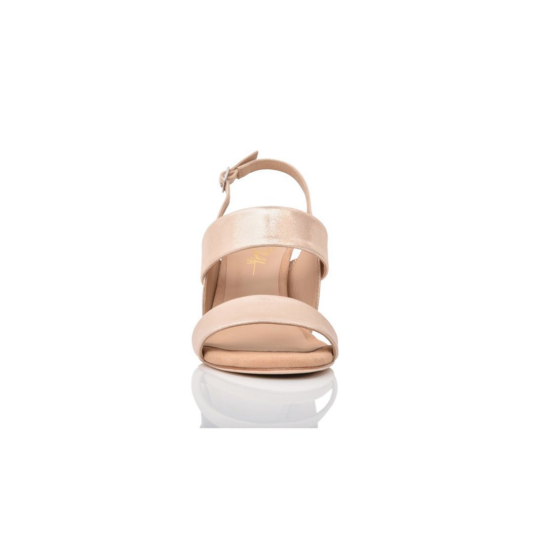 Fortune Slingback Sandal in Fawn Shimmer Suede - Luzilly Bridal & Apparel