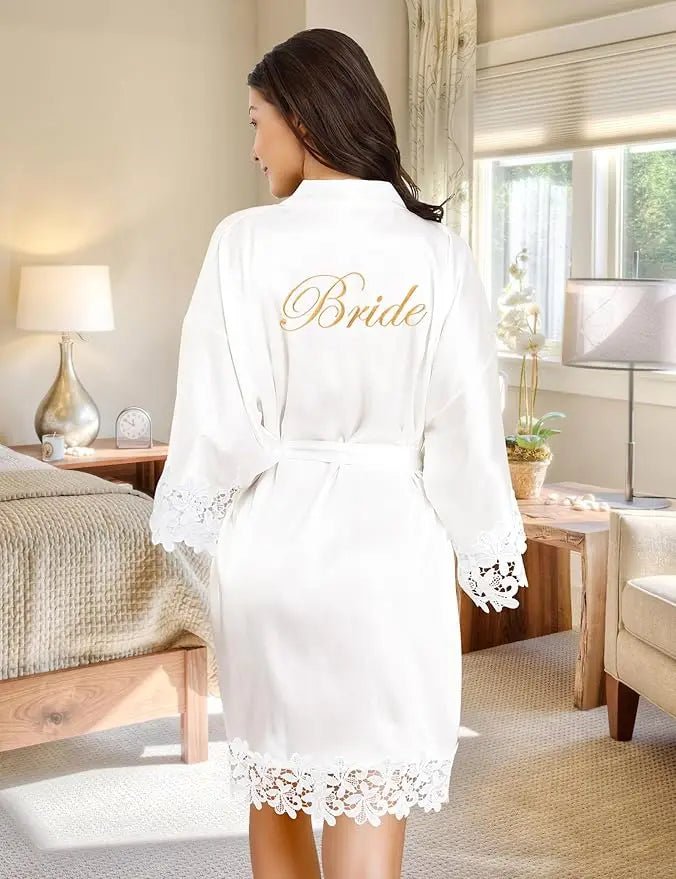 Four-Piece Bridal Robe and Slipper Set - Luzilly Bridal & Apparel
