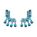 French Exquisite Bling Sea Blue Zircon Earrings Luxury Silver Color Shiny Crystal Trendy Jewelry for Women Gift INS - Luzilly Bridal & Apparel