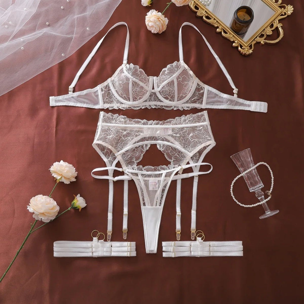 French Floral Lace Bridal Lingerie Set - Luzilly Bridal & Apparel