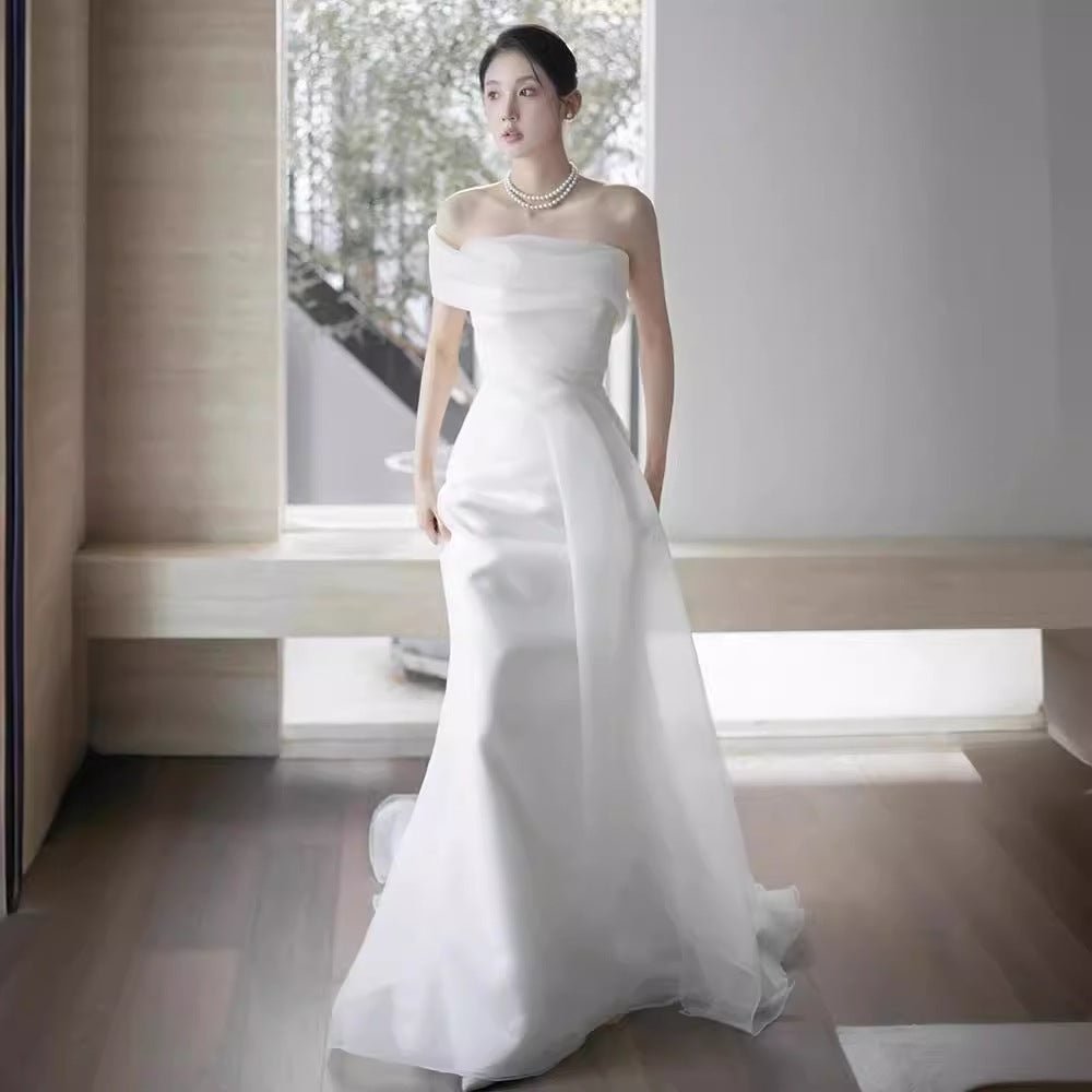 French Off-shoulder Light Wedding Dress Bride - Luzilly Bridal & Apparel