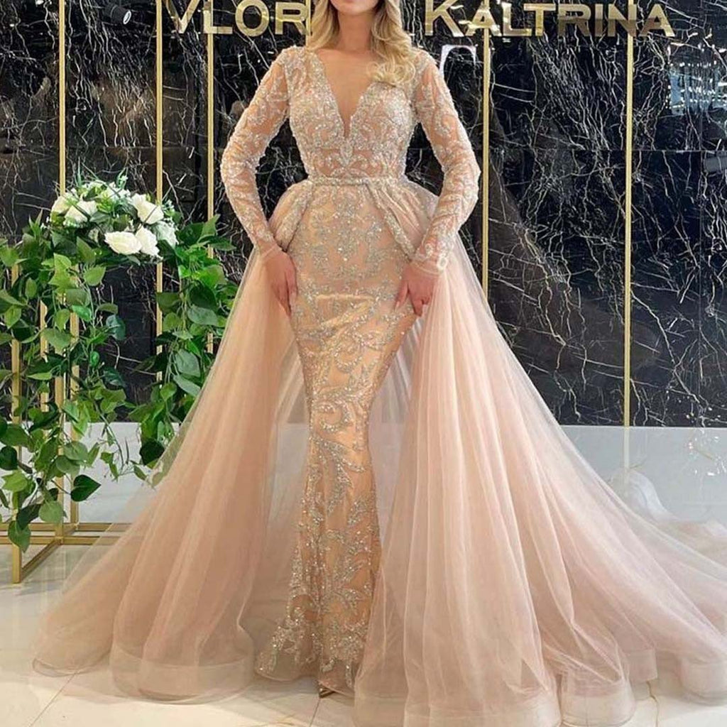 French Style Simple Long-sleeved Palace Style Wedding Dress - Luzilly Bridal & Apparel