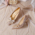 French Wedding Shoes Women's High Heel Crystal Shoes Slim Heels - Luzilly Bridal & Apparel