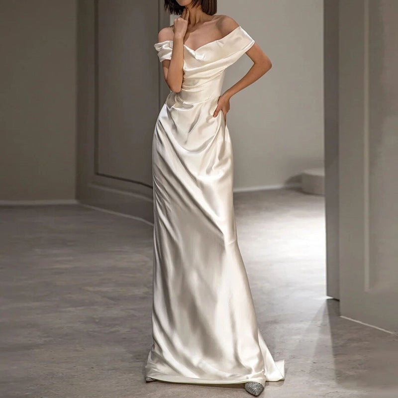 French White Off-shoulder Light Wedding Dress - Luzilly Bridal & Apparel