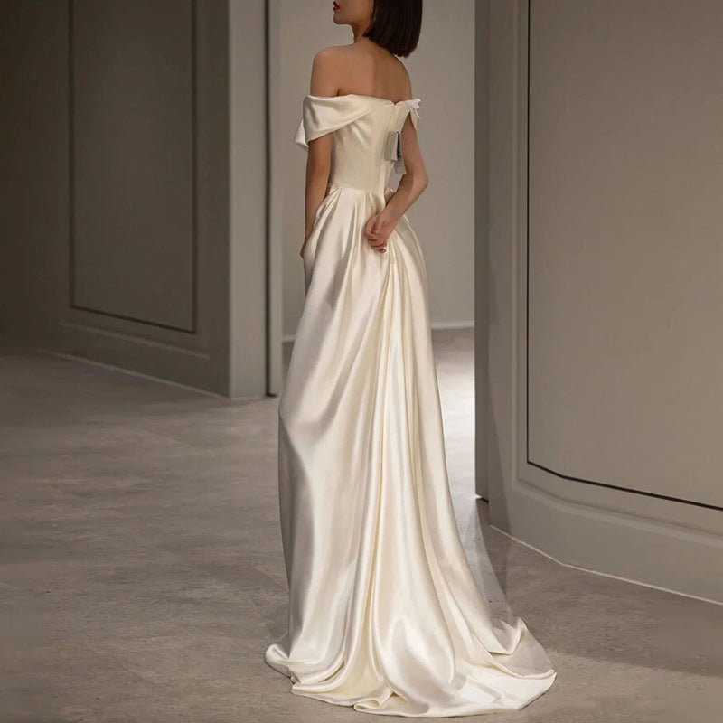 French White Off-shoulder Light Wedding Dress - Luzilly Bridal & Apparel