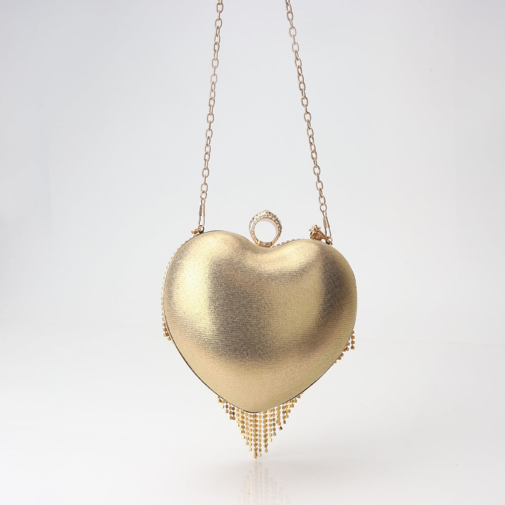 Fringed Rhinestone Bag, Birthday Party purse, Heart Shape Dinner Bag evening Clutch Purse Party, Prom Bag, Party Purse, Prom Bags Clutch, Wedding Purse Crossbody Chain - Luzilly Bridal & Apparel