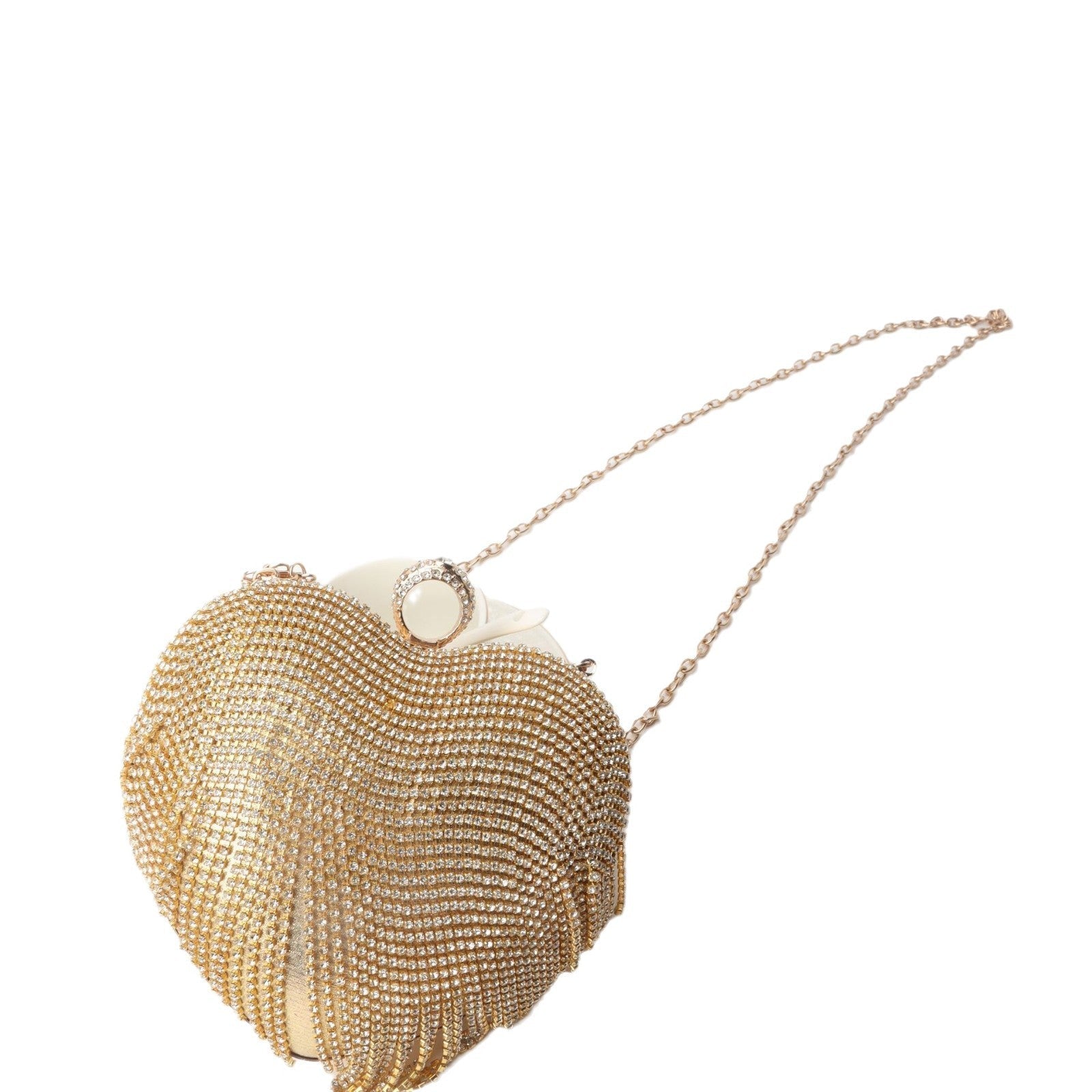 Fringed Rhinestone Bag, Birthday Party purse, Heart Shape Dinner Bag evening Clutch Purse Party, Prom Bag, Party Purse, Prom Bags Clutch, Wedding Purse Crossbody Chain - Luzilly Bridal & Apparel