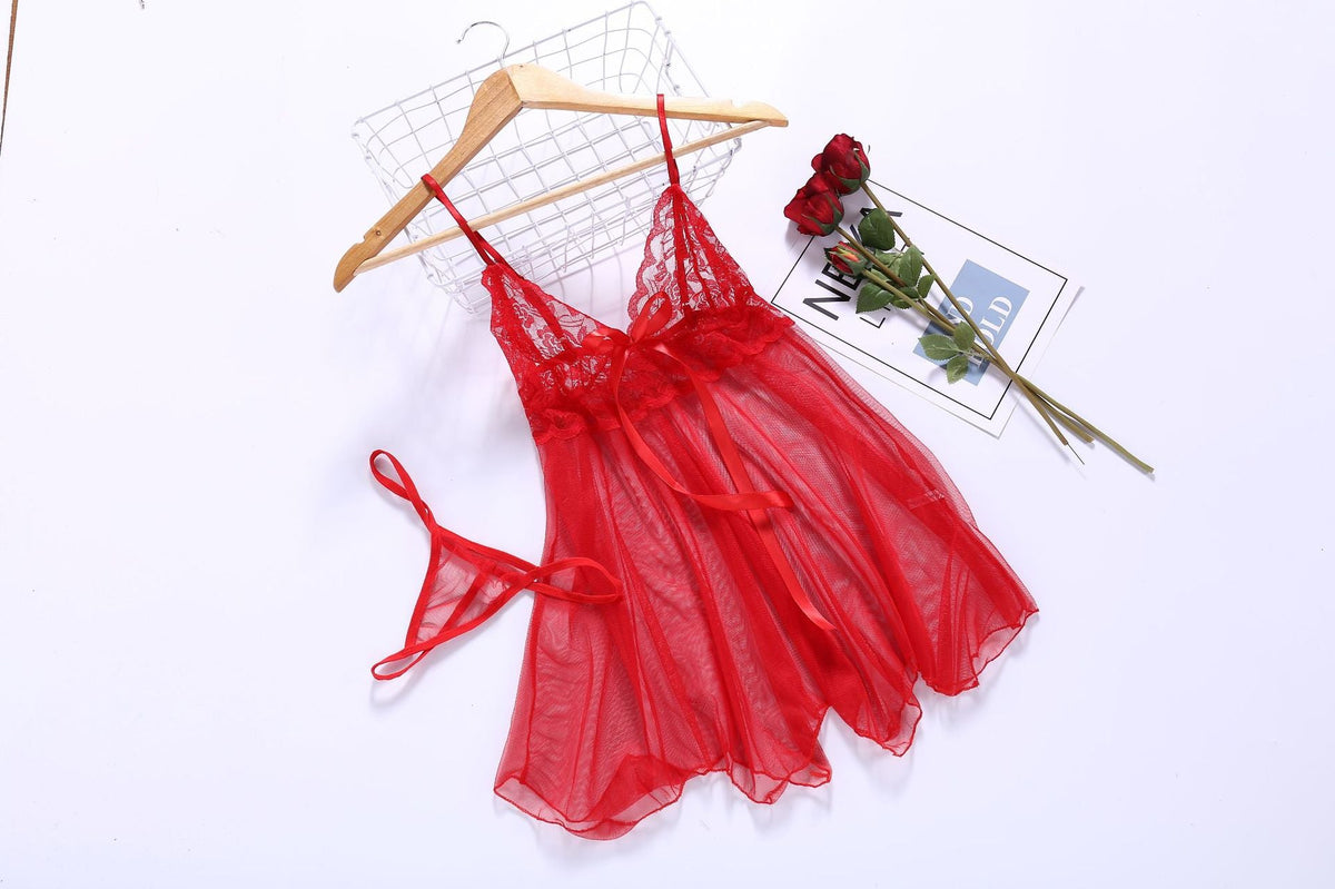Front-Slit Lace Nightdress - Luzilly Bridal & Apparel