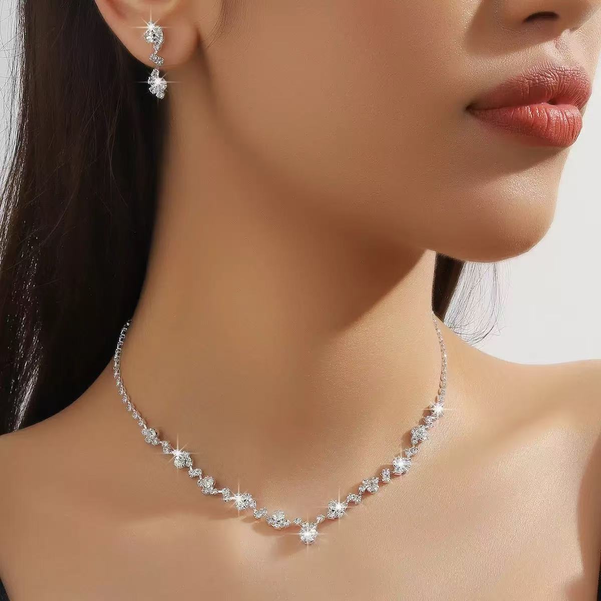 Full-Crystal Bridal Jewelry Set - Luzilly Bridal & Apparel
