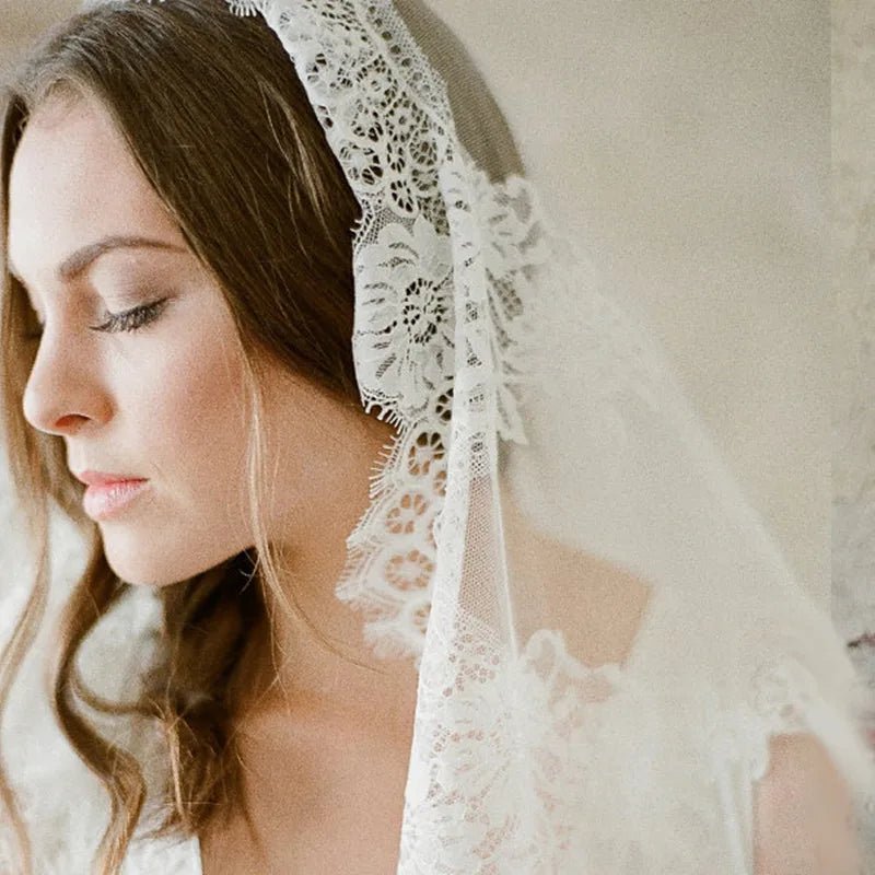 Full Lace Edge Mantilla Cathedral Veil - Luzilly Bridal & Apparel