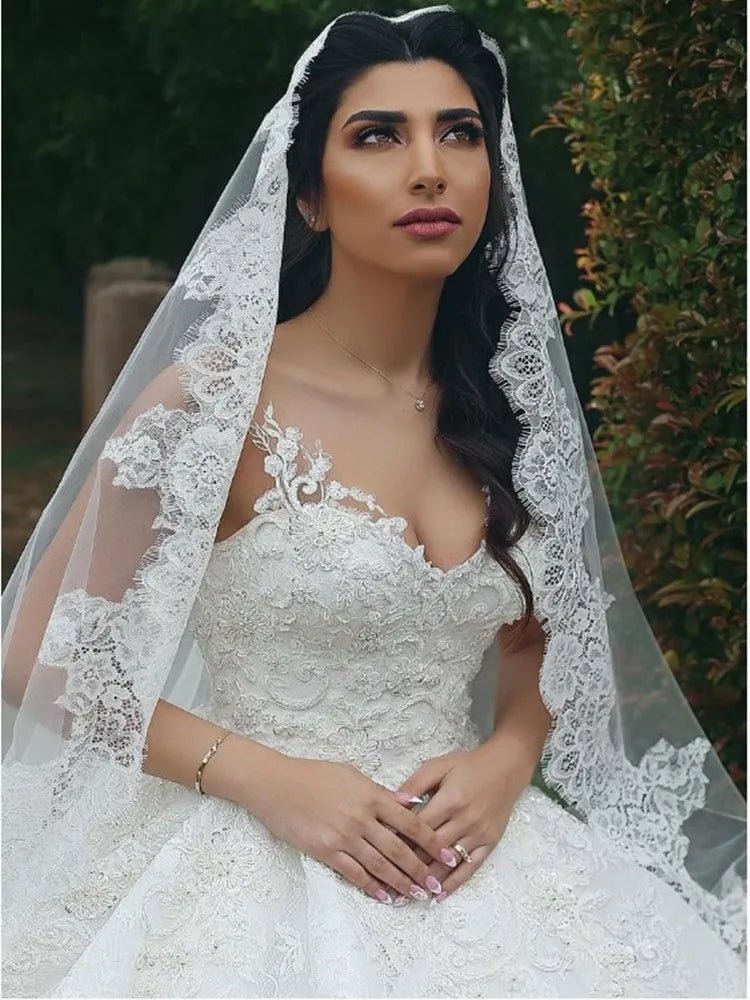 Full Lace Edge Mantilla Cathedral Veil - Luzilly Bridal & Apparel