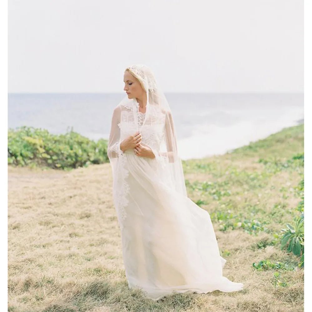 Full Lace Edge Mantilla Cathedral Veil - Luzilly Bridal & Apparel