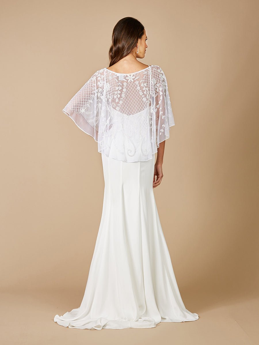 Georgina Beaded Pull-On Bridal Capelet - Luzilly Bridal & Apparel