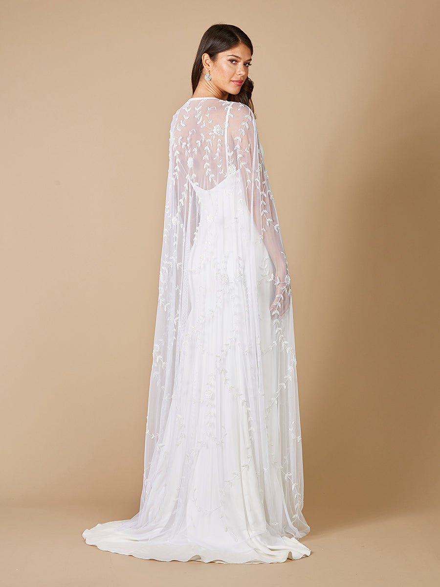 Gerrie Full-Length Beaded Bridal Cape - Luzilly Bridal & Apparel