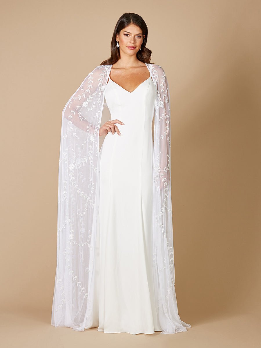 Gerrie Full-Length Beaded Bridal Cape - Luzilly Bridal & Apparel