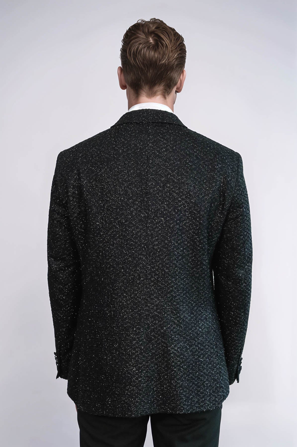 Gingham Patterned Glitter Black Men Party Blazer - Wessi - Luzilly Bridal & Apparel