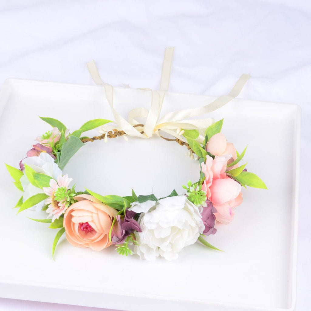 Girl's flower wreath, European and American popular headband, Korean style bride, wedding studio, outdoor photography, headwear - Luzilly Bridal & Apparel