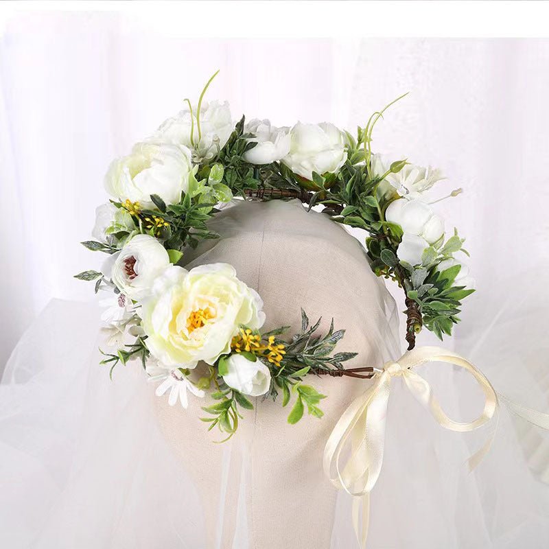 Girl's flower wreath, European and American popular headband, Korean style bride, wedding studio, outdoor photography, headwear - Luzilly Bridal & Apparel