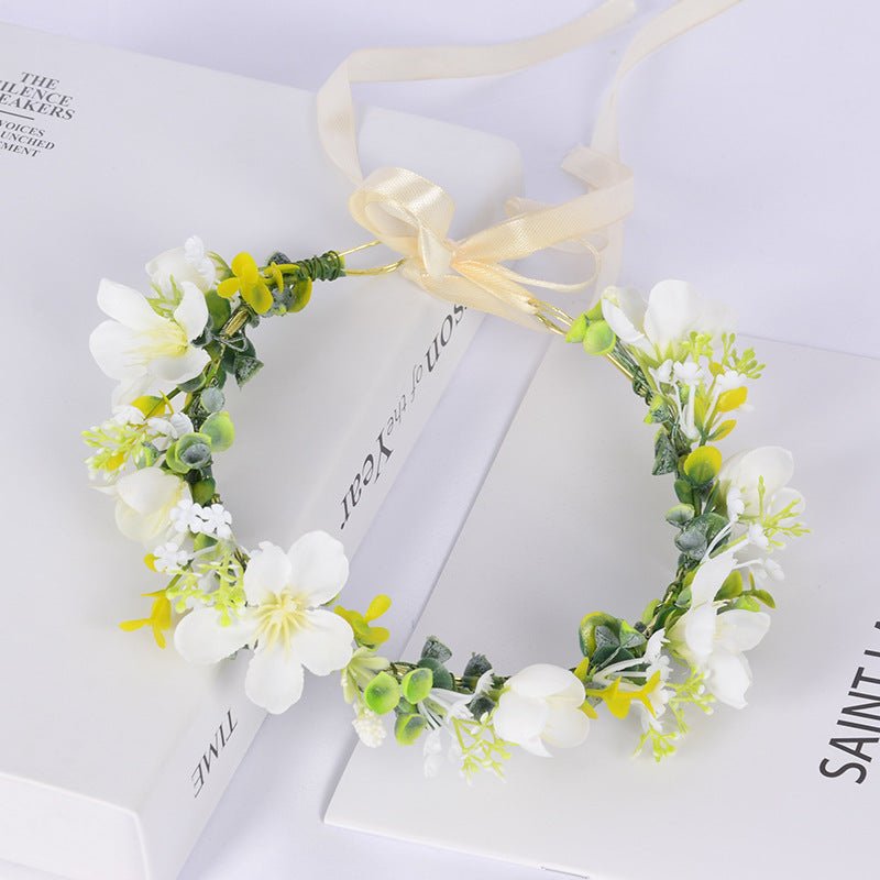 Girl's flower wreath headpiece handmade simulation flower hair accessory wedding festival Hanfu headpiece flower wreath - Luzilly Bridal & Apparel