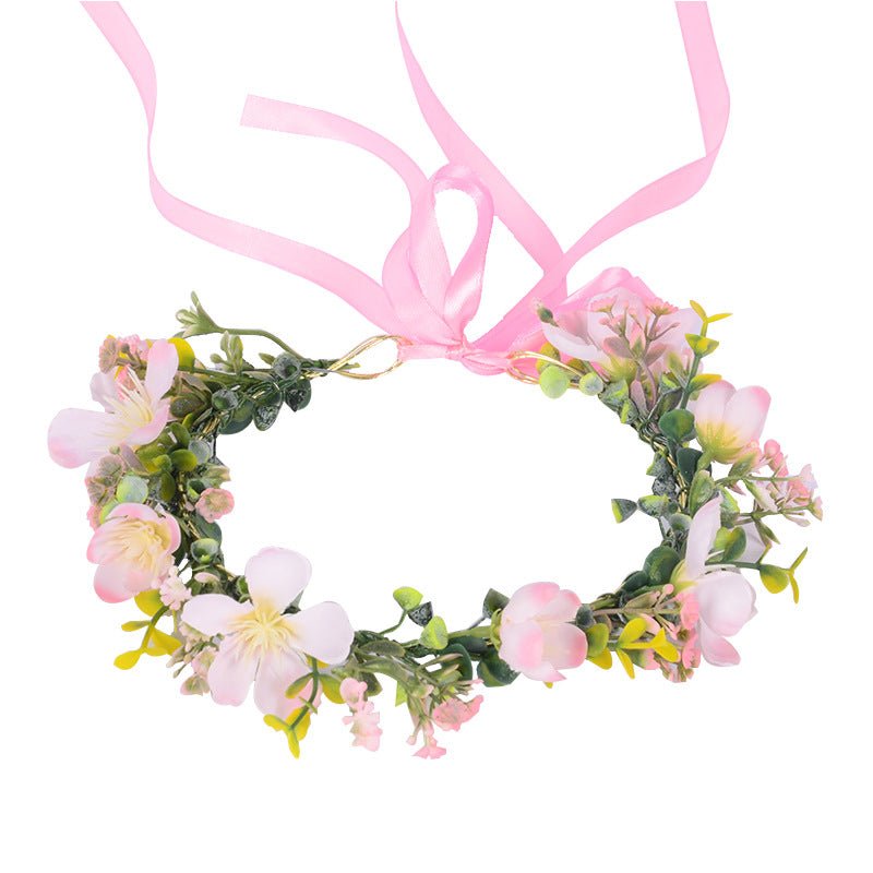 Girl's flower wreath headpiece handmade simulation flower hair accessory wedding festival Hanfu headpiece flower wreath - Luzilly Bridal & Apparel