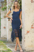 Giselle Dress - Steel Blue Lace Dress - Luzilly Bridal & Apparel