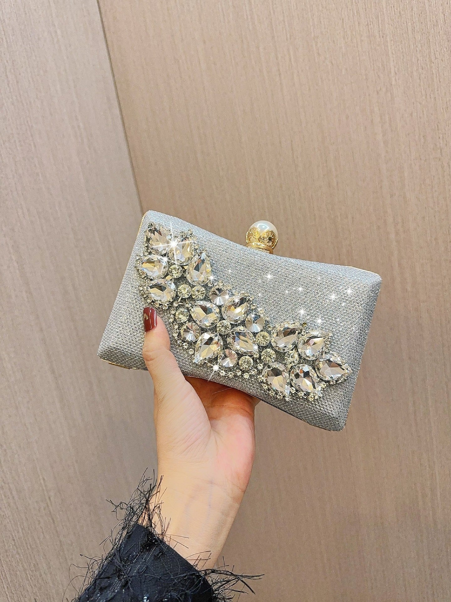 Glass rhinestone handbag Wedding birthday socialite party dinner bag - Luzilly Bridal & Apparel
