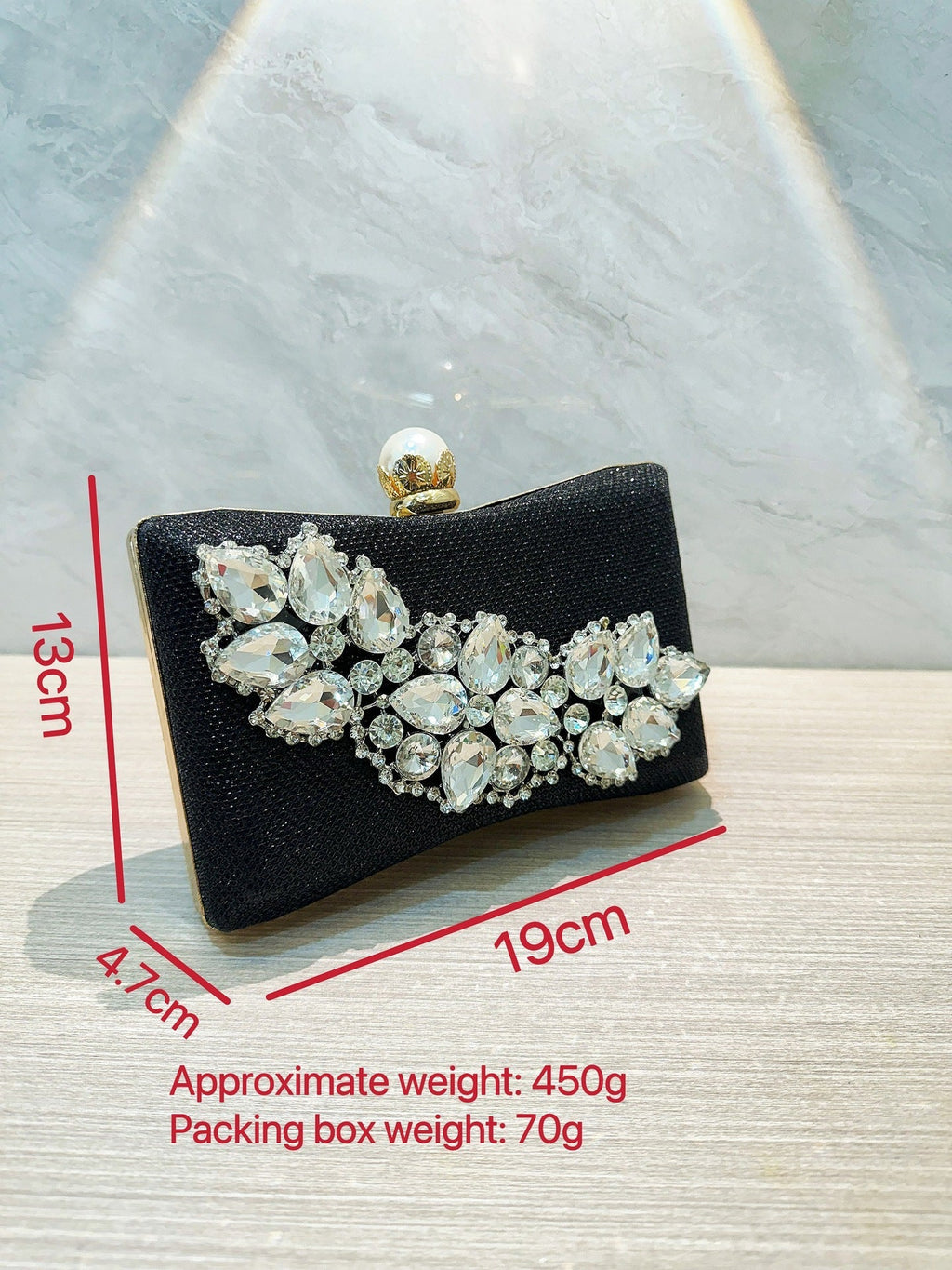 Glass rhinestone handbag Wedding birthday socialite party dinner bag - Luzilly Bridal & Apparel