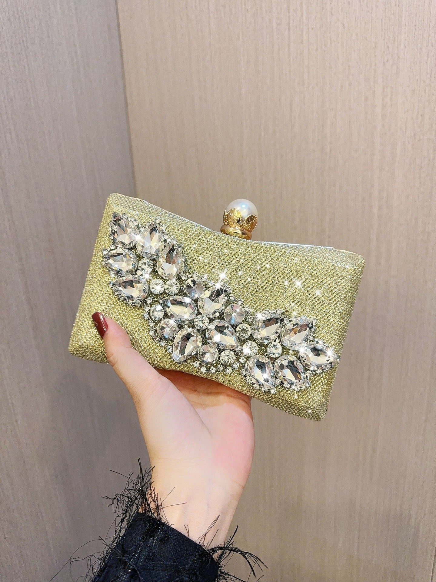 Glass rhinestone handbag Wedding birthday socialite party dinner bag - Luzilly Bridal & Apparel