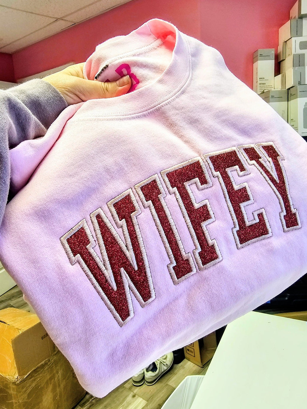 Glitter Embroidered Bride or Wifey Sweatshirt - Luzilly Bridal & Apparel